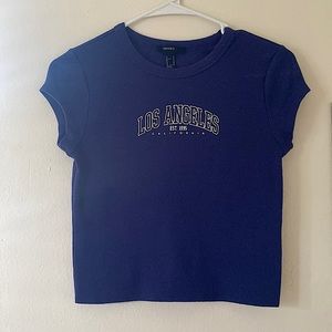 Forever 21 Navy Blue Los Angeles California Cropped Shirt